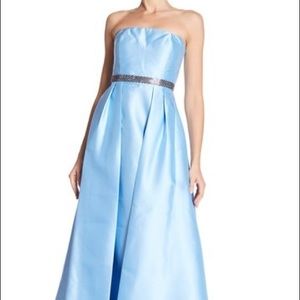 NWT MARINA strapless formal ball gown blue …